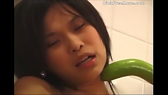 Asian Teen Emma'S Sensual Solo Play With A Cucumber